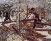 卡尔 拉尔森 : Woodcutters in the forest